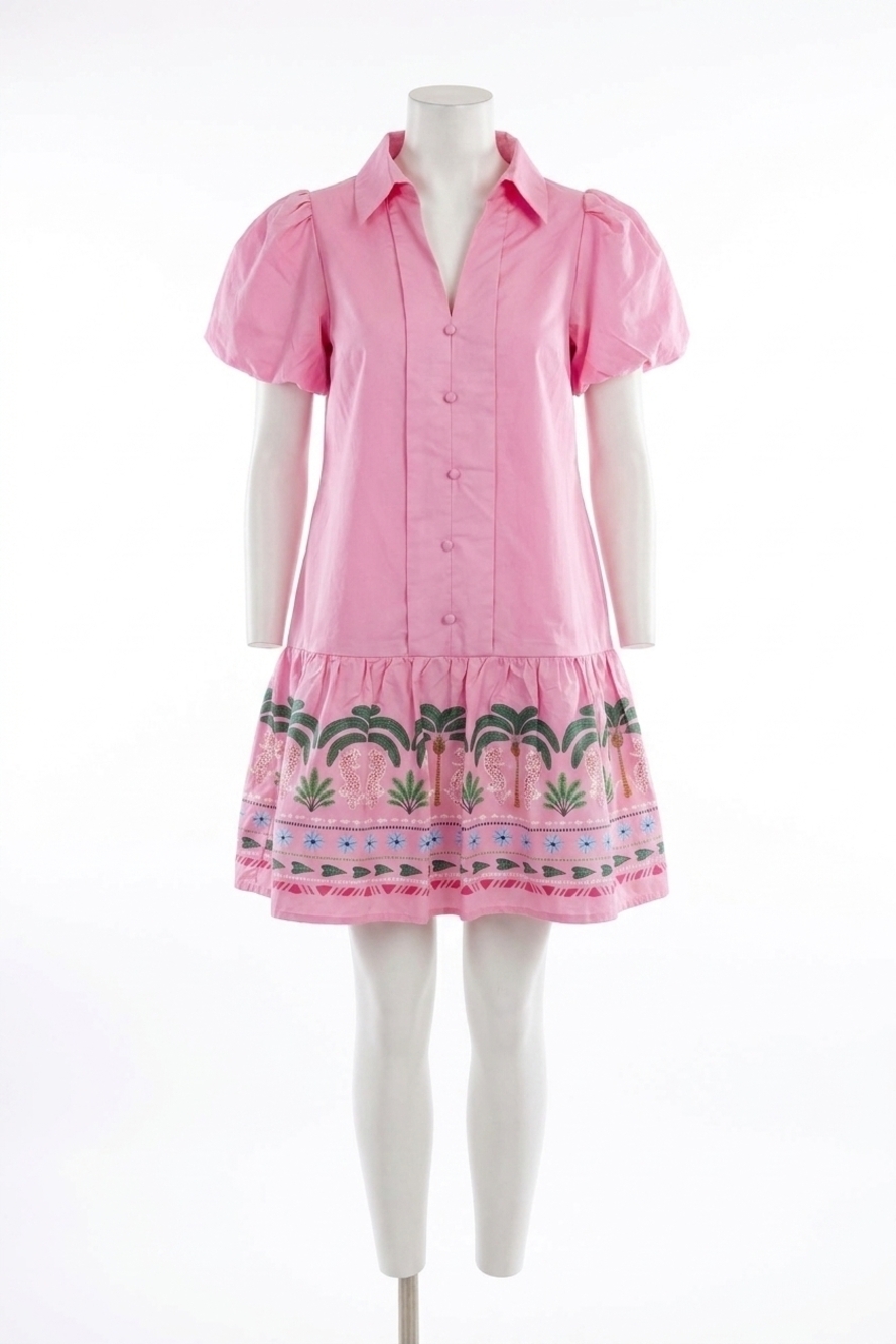NEW TCEC talia tropical hem mini dress in pink